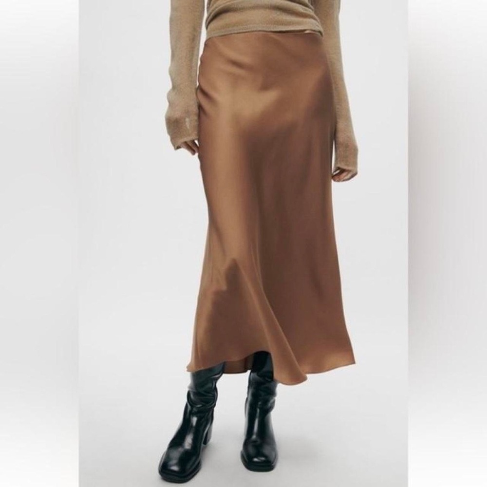 Brown Satin Zara Skirt